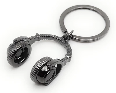 H-CUSTOMS Kopfhörer 3D Schlüsselanhänger Anhänger aus Metall schwarz