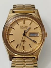 Vintage Seiko SQ 7123-8439-P Watch Spanish/English Day Date Gold Tone *RUNNING*