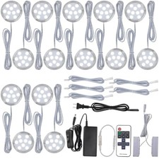 Under Cabinet LED Puck Lights Kit, Hutch Bookcase Display Cool White 6000K