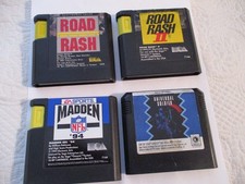 4 Sega Genesis Game Cartridges Lot - Tested- Road Rash I & II; Universal Soldier