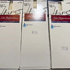 Hanes Silk Reflections Knee highs Pack of 2 Pairs Pearl Reinforced Toe Lot of 3