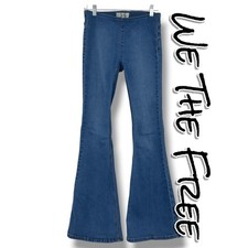 Free People We The Free Penny Pull On Flare Jeans Bell Bottom Stretch Blue 25