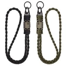 2 Pcs Heavy Duty Paracord Lanyard 550 Paracord Braided Keychain Strap