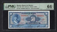 Mexico 50 Pesos 1972 P49t Uncirculated Grade 64