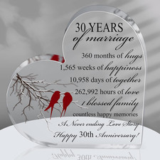 30Th Years of Marriage Gift Wedding Anniversary Souvenir Heart Marriage Keepsake