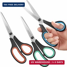 3-Pack 8" Scissors, Stainless Steel Craft Scissors, All Purpose Heavy Duty Sciss