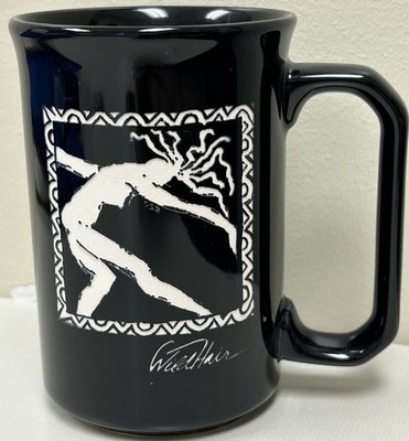 TAMS England Wild Hair Graphic Black Ceramic Tea Coffee Mug Cup Made in England