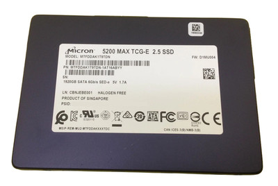 Micron 5200 MAX 1,92 TB Enterprise SSD   2,5  SATA 6 Gb/s, 64-Layer 3D TLC, AES-