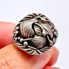 Vintage Navajo Native Ornate Leaf Sterling Silver Ring Size 9
