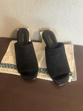 360 TORY BURCH Women's Black Suede T Block Slip-On Mule Size 7 New