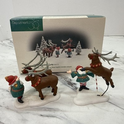 Dept 56 North Pole Series Reindeer Training Camp Elves # 56436 Set Of 2 EUC