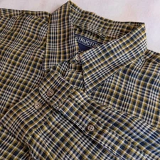 Structure 100% Linen Shirt Mens M Blue Plaid Luxury Vintage 90s LSBD Hong Kong