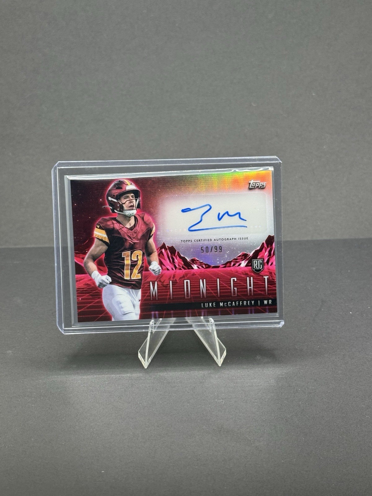 Luke McCaffrey Topps Midnight Rookie Horizon Signatures #RHSLM Twilight