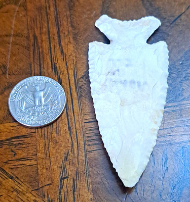 White Knapped Stone Arrowhead Point - Ownership History Not Available Provenance