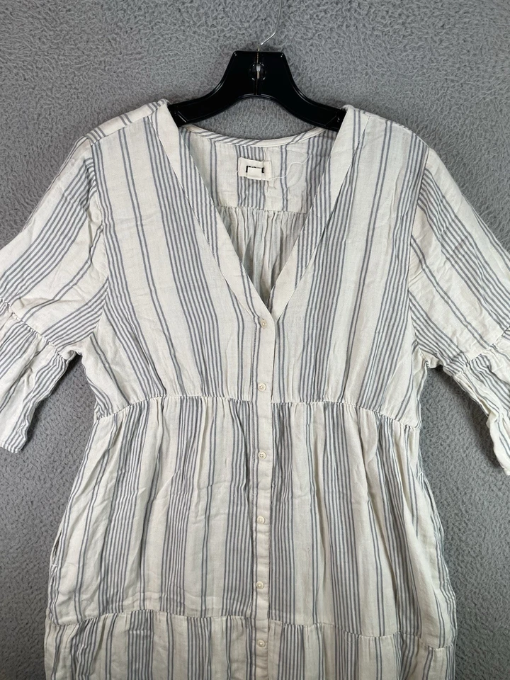 Pact Dress Women’s Medium White Organic Cotton Bell Sleeves Flare And Fit Gauzy - Image 2 of 4