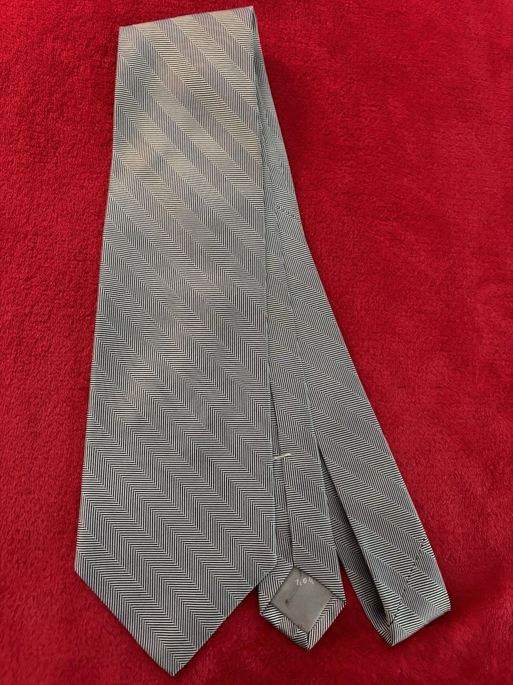 Corbata de seda Ferrell Reed City of London gris plata espiga hecha en Italia USADA Foto 3 de 4