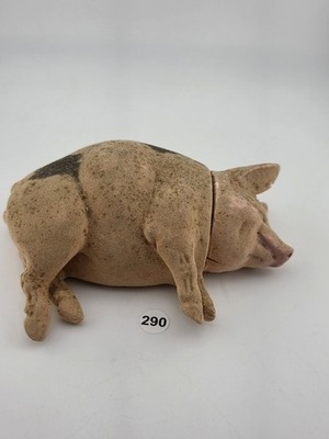 Antique C1890 Pink German Paper Mache Folk Art Composition Pig