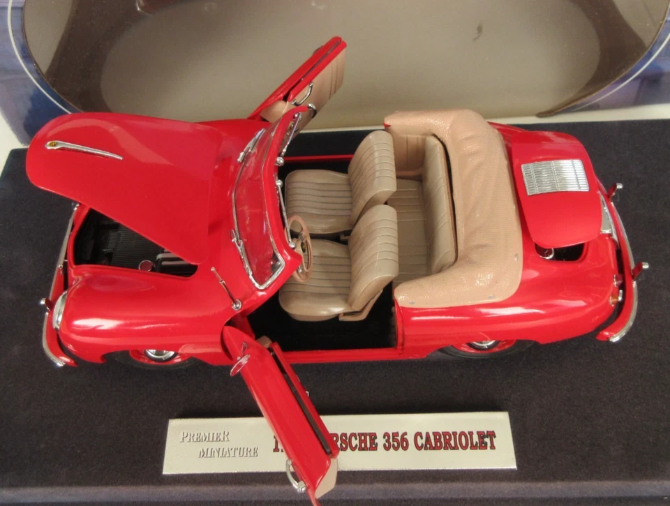 Porsche 356 Cabriolet 1950, rojo, escala 1:18, diecast, miniatura Premier Foto 3 de 4