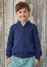 Cherokee Boys Quarter Zip Mockneck Knit Sweater Navy Sz S