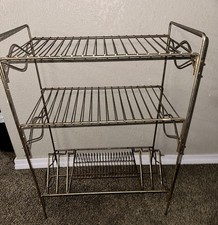 VINTAGE MCM GOLD TONE RECORD ALBUM HOLDER RACK STAND MID CENTURY