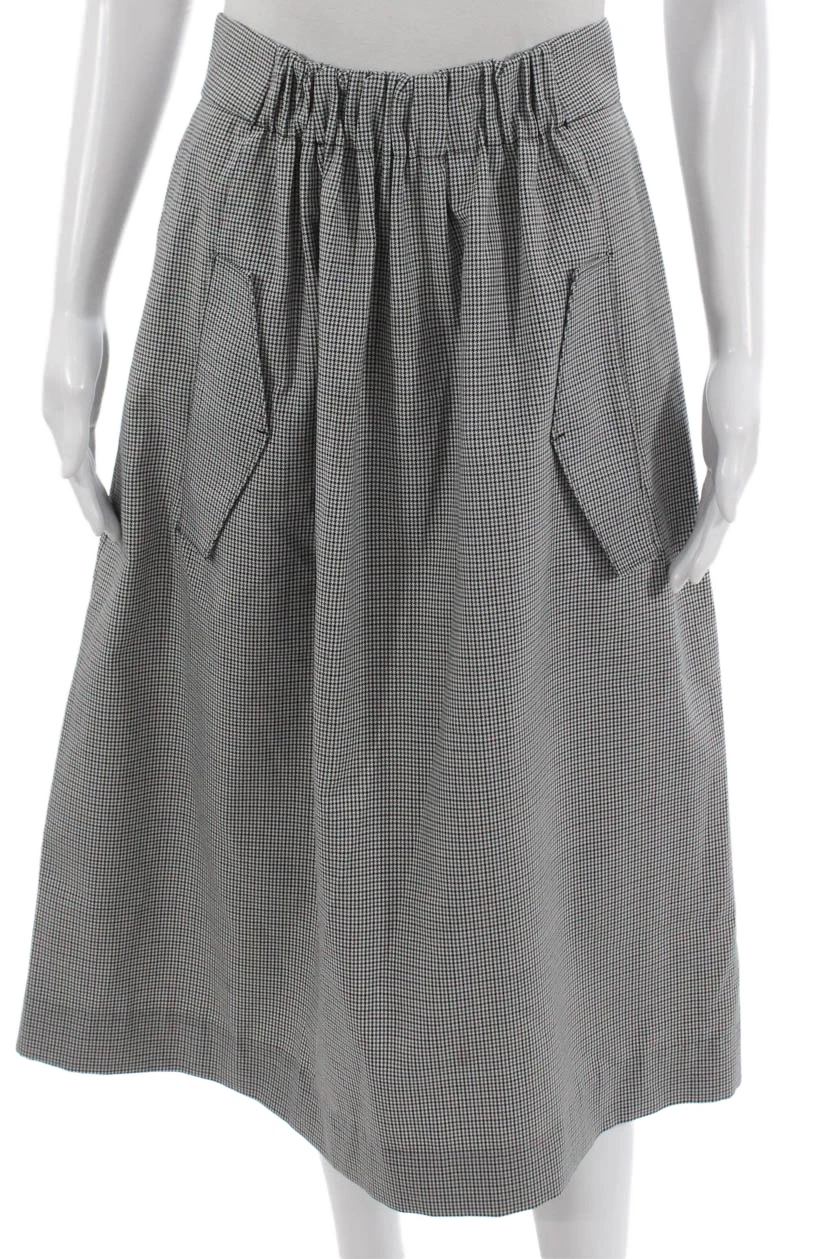 Tibi Womens A-Line Midi Skirt Black Checked Cotton Zip Size 6
Opens in a new window or tab
