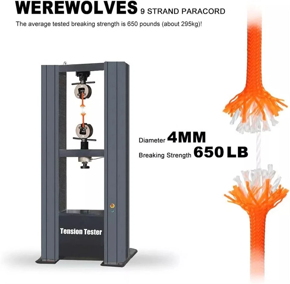 Cabo de paraquedas 550 lb Paracord Mil Spec tipo III 7 fios 50 100 500 1000 pés - Imagem 2 de 4