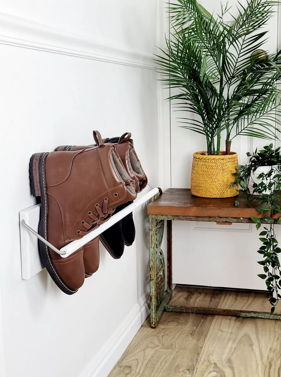 Wooden dowel online shoe rack