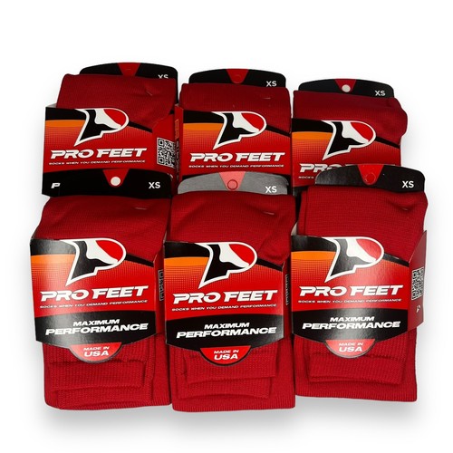 Pro Feet Multi Sport Kids Red Athletic Size XS Lightweight Scarlet 6 Pair