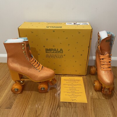 NEW Impala Marawa High Heel Skate Women's Rollerskates Sparkle Orange Size 10 US