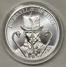 1oz Dr. Jekyll & Mr. Hyde Silver Round Coin Vintage Horror Series #3 Type 2 97.95 per troy oz