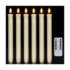 Homemory 6 Pcs Flameless Taper Candles with Remote, Timer, Dimmer, Ivory Batt...