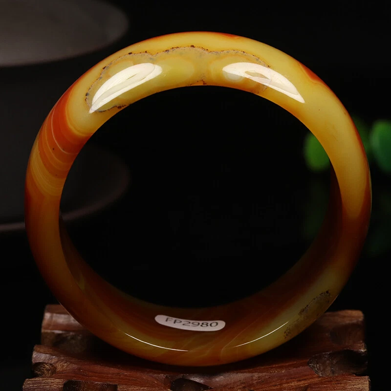 Brazalete Brazalete Ágata 58mm Natural Amarillo Marrón Calcedonia Jade 06013 Foto 2 de 4