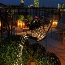 Solar Watering Waterproof Can Light Kettle Yard Art Lamp Decor Garden Outdoor