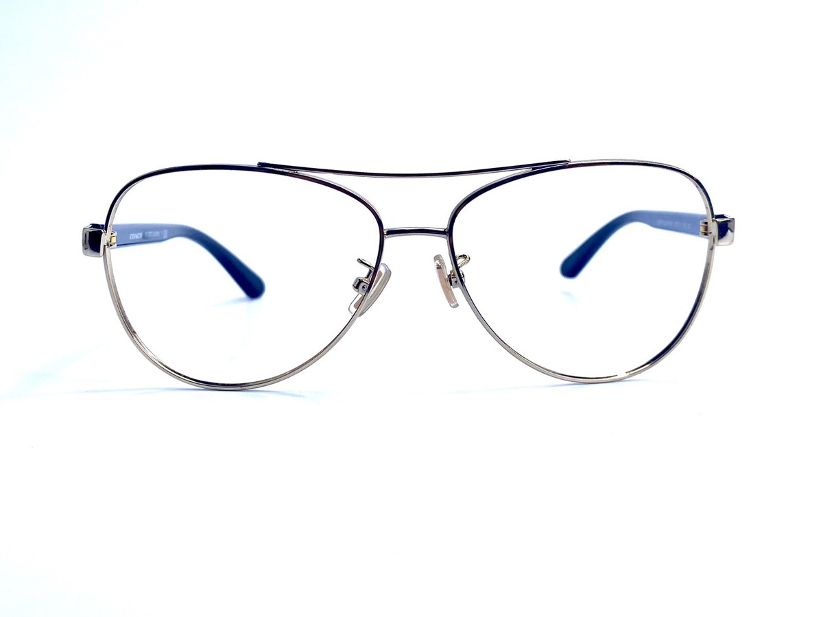 New Coach Gold Aviator Glasses Black Clear Temples HC7077  display picture 2