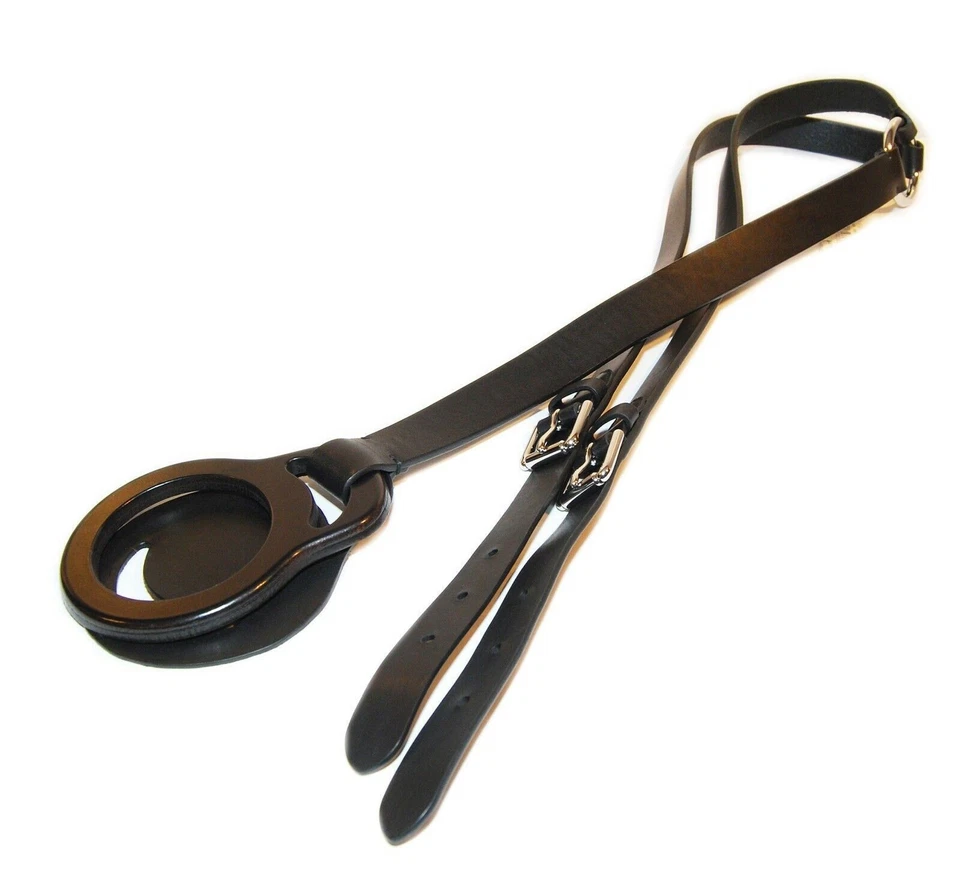 $495 Ralph Lauren Womens Equestrian Vachetta Leather Tri-Strap Belt Black Large - Image 2 of 3