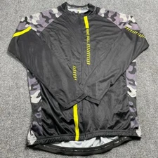 Nine Bull Men's Black Cycling Jersey Long Sleeve Sportswear Zip Closure Size 2XL