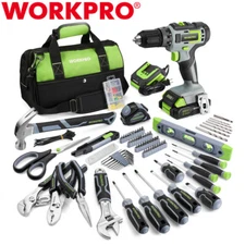 WORKPRO 157PCS Cordless Drill Combo Kit Power Tool Set 20V Cordless Drill Driver