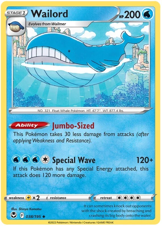 Wailord Pokemon TCG Card 038/195