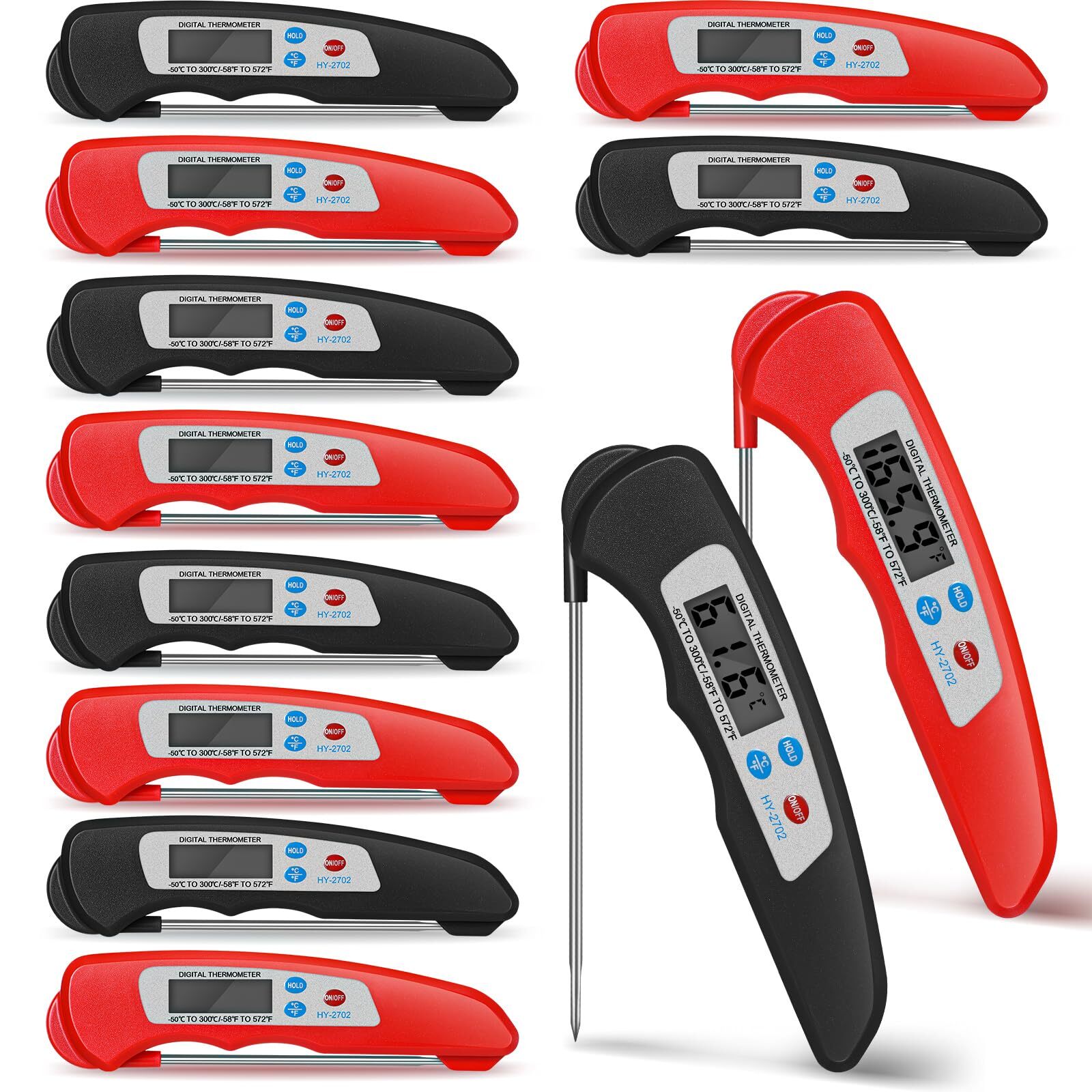 12 Pcs Digital Meat Thermometer with Probe Waterproof Instant Read Food Therm...