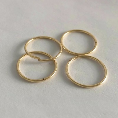 new14K Gold Round Endless Ring Earrings 1mm Tube Ring Earrings-