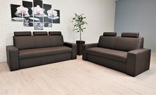 Echt Leder Sofagarnitur Echtleder Sofa Set Couch Ledermöbel höhere Rückenlehne !