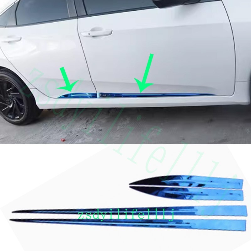 4pcs Honda Civic 2016-2020 Door Edge Guards Blue Stainless Steel Protection