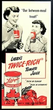 Vintage Libby's Tomato Juice ad original 1950's mother daughter advertisement