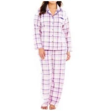 Earth Angels Women's Pajama Set LS Fleece 3XL Pink Plaid, New $56
