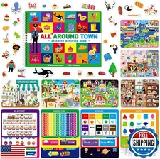 800+ Stickers and 15 Town Scenes Sticker Book, Funny Side by Side All Around 