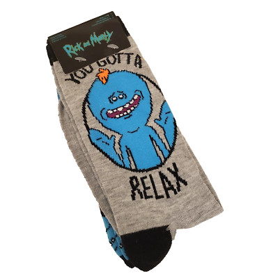 Rick and Morty Men's 2 Pack Crew Socks You Gotta Relax Shoe Size 6 - 12