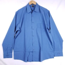 Harriton Men’s Shirt Large Blue Long Sleeve Button-Up Wrinkle Resistant Workwear