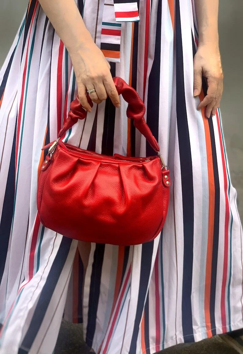 COACH Borsa a mano donna in pelle con ciottoli arancione tracolla tote bag