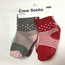 Old Navy Baby Girl Crew Socks 12M -24M Red Pink Polka Striped 8 Pack New