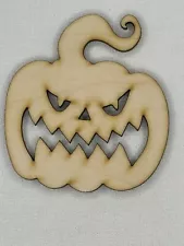 Custom Laser Cut Unfinished Halloween Pumpkin Shape Wood Craft Cutout